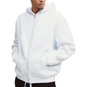 OEM Winter <b>White</b> Mens Unisex Zipper Hoodie Custom <b>Zip</b>-<b>Up</b> Pullover High Quality 100% Cotton Vintage High Street Quick Dry - Product Image 2
