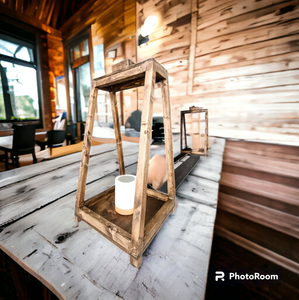 Decoración de boda, farol de hierro soldado, acabado de madera rústica, portavelas y portavelas para decoración del hogar - Product Image 5