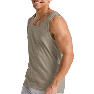 Débardeur sans manches personnalisé uni léger, débardeur personnalisé de luxe avec logo imprimé, débardeur uni à col rond pour homme - Product Image 4