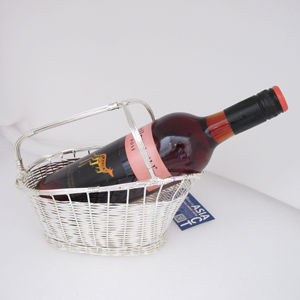 Porte-vin, panier à vin, panier en métal, porte-vin plaqué argent - Product Image 6
