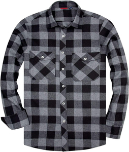 Camisa de franela clásica de moda para hombre, 100% algodón, diseño sólido antiarrugas, manga larga, botón superior, primavera personalizable - Product Image 1