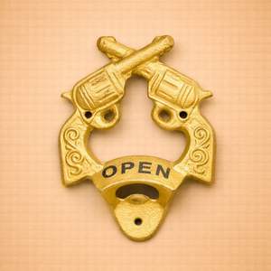 Cast Iron Beer O Clock <b>Wall</b> <b>Mounted</b> <b>Bottle</b> <b>Opener</b> Vintage Bar Decor Heavy Duty Easy Cap Removal Rustic Home Pub Style - Product Image 2