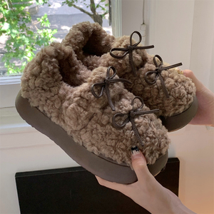 XIXITIAO nueva hermosa moda Retro <span class=keywords><strong>Ballet</strong></span> Flat Cute Bow señoras elegantes zapatos <span class=keywords><strong>de</strong></span> interior <span class=keywords><strong>de</strong></span> felpa <span class=keywords><strong>Zapatillas</strong></span> <span class=keywords><strong>de</strong></span> casa <span class=keywords><strong>de</strong></span> algodón para mujeres - Product Image 1