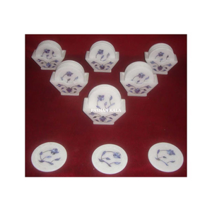 Best Natural Design Pure Shinning Handmade Product White Marble Inlaid <b>Coaster</b> <b>Set</b> With Mother Of Pearl Design For Buyers - Product Image 1