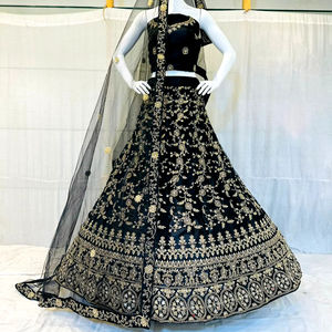 Zarna 16 Kali Net Lehenga con espejo completo de piedra Jarkan Shisha Heavy Glitter y Can Big Flare Ideal para ropa de novia - Product Image 1