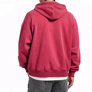 Sweats à capuche zippés personnalisés pour hommes, surdimensionnés, lourds, 100% coton, vintage, streetwear, avec épaules tombantes, imprimés en détresse - Product Image 3