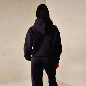 2023 sweats à capuche personnalisés survêtements ensemble de vêtements sport grande taille Gym plaine coton polaire hiver rose Jogging survêtement ensembles - Product Image 4