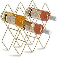 Porte-bouteilles en fer pour 6 bouteilles - Finition dorée, support de rangement pour comptoir, décoration de mariage, décoration de la maison, design rustique/moderne, écologique