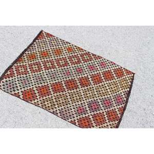 Alfombra de 2.7x3.8 pies, Alfombra Turca Vintage, Alfombra de Lana Kilim Marrón - Product Image 4