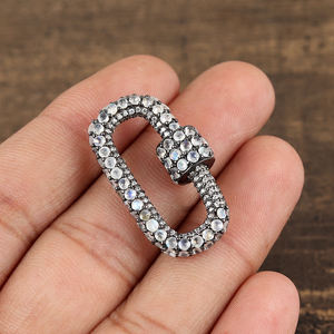 Colgante de Plata de Ley 925 a la moda con micropavé, piedra preciosa arcoíris Natural con mosquetón de bloqueo de tornillo, componente de joyería fina - Product Image 4