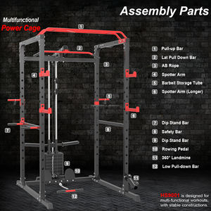 Jaula de Potencia Multifuncional para Entrenamiento de Fuerza en Casa, Máquina de Sentadillas, Equipo Completo para Remo y Polea Lateral - Product Image 4