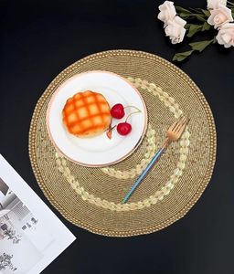 Handcrafted round <b>Beaded</b> Cotton <b>Placemats</b> for Dining Table Wedding Christmas Decorations & Family Gatherings Parties - Product Image 3