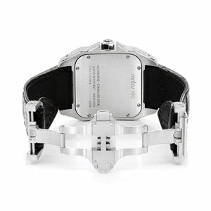 Reloj Unisex de Lujo con Esfera Cuadrada de Cuarzo, Completamente Cubierto de Diamantes de Imitación, de Acero Inoxidable, Estilo Hip Hop, Brillante - Product Image 4