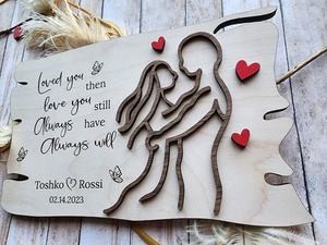 ป้ายบนโต๊ะทำจากไม้แบบมีเอกลักษณ์สัญลักษณ์วันวาเลนไทน์ของขวัญวันครบรอบปีที่โรแมนติกป้ายชื่อคู่ของขวัญแต่งงาน - Product Image 6