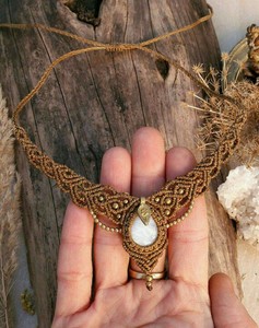 สร้อยคอมาคอเมวินเทจทำด้วยมือพลอยมูนสโตนสีขาวรูปลูกแพร์สำหรับวันวาเลนไทน์โรแมนติกของขวัญวันครบรอบแต่งงาน - Product Image 1