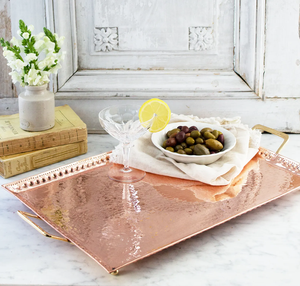 Bandeja para servir de cobre rústico Proveedor mayorista con asa Bandeja cuadrada para servir postres de cobre 100% - Product Image 5