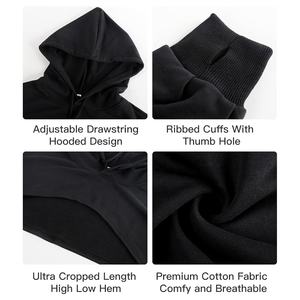 Sweat à capuche surdimensionné 300gsm Womens Crop Sweats à capuche épais et sweat-shirts Fleece Womens Sports Crop shirt pour filles - Product Image 5