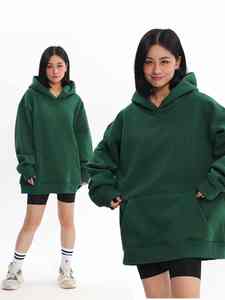 Unisex Winter Pullover Hoodies & Sweatshirts 380g Heavy <b>Weight</b> Velour 100% Cotton Casual Oversized Long Blank <b>Women</b> Front Logo - Product Image 5