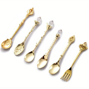 Fourniture en gros durable faite à la main en Inde couverts en métal ensemble de couverts de ménage finition or avec poignée ronde audacieuse - Product Image 3