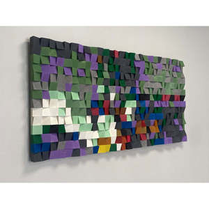 Décoration murale géométrique en mosaïque de bois écologique faite à la main - Product Image 3