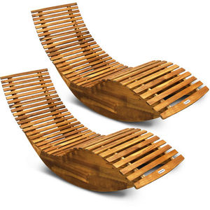 Chaise longue en bois solide de Sun d'oscillation de sauna de teck avec la finition naturelle de couleur pour l'usage extérieur. - Product Image 5