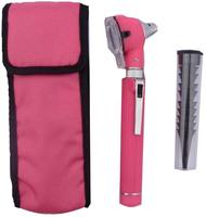 Medical ENT Otoscope Sets Manual Fiber Optic Stainless Steel Mini Educational Personal Use Paramedics EMT (PINK) High SURGICAL
