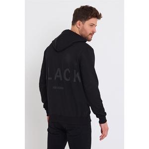 Felpa da uomo nera con cappuccio stampa opaca quotidiano Casual sport Unisex con tasca canguro sudore