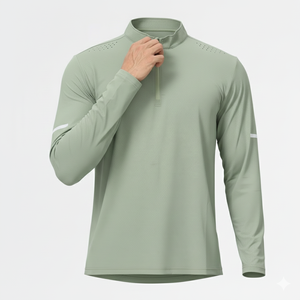 Wholesale Men's Half-Zip Training T-Shirt Sporty Casual Outdoor Quick Dry Breathable Polyester Sportswear <b>Printed</b> Technics - Product Image 1