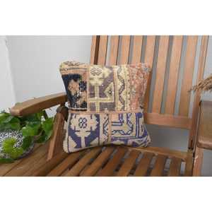 หมอนขนสัตว์14x14สีเบจ kilim สุดหรูเน้นสไตล์วินเทจฟู18X18ทรงสี่เหลี่ยม - Product Image 1