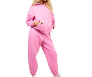 Conjunto Deportivo Casual de 2 Piezas para Mujer, Talla Grande, Personalizable, Estilo Urbano Otoñal, Sudadera con Capucha Estampada y Pantalones - Product Image 6