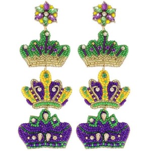 Mardi Gras เครื่องประดับแฟชั่นต่างหูงานปักต่างหูลูกปัดทำมือต่างหูสำหรับผู้หญิงและเด็กผู้หญิงเครื่องประดับแฟชั่น2025จากอินเดีย - Product Image 1