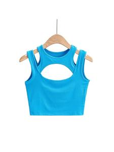 Verano NUEVA llegada Mujeres Color sólido Sexy Causal 2 piezas Croped-Tops Tanques para damas - Product Image 6