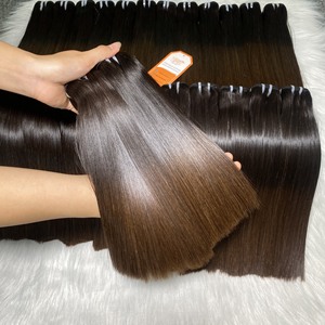 Bone Straight Human Hair Bundles <b>Cheap</b> Price Full Cuticle Aligned <b>Extensions</b> Wig Making Brown Tip Color Raw Material Natural - Product Image 2