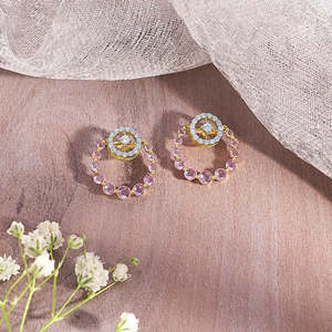 Pendientes Halo Rosette con Oro y Diamantes - Product Image 1