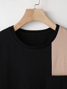 <b>Men's</b> Striped Round Neck Short Sleeve Tee <b>Shirt</b> Casual Outdoor Summer Color Blocked Tshirt <b>with</b> <b>Pocket</b> - Product Image 3