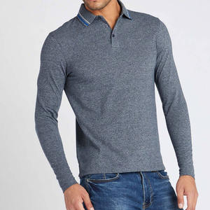 Personalizado de los hombres de manga larga para Polo Deportes Camisetas Patrón Sólido de punto de algodón tejido de poliéster - Product Image 5