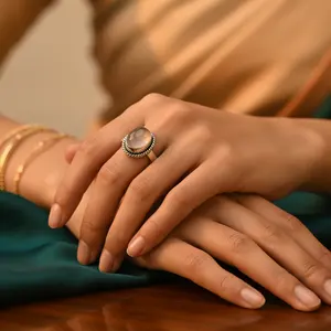 Anillo Geométrico de Plata 925 con Cuarzo Rosa Talla Marquesa para Mujer - Regalo Romántico, Joyería Fina - Product Image 2