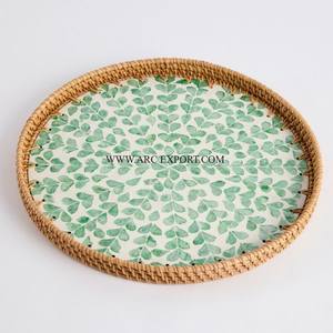 Hecho de cuero y madera, Decoración de mesa de gran tamaño, hogar, hoteles, bandejas para servir comida, forma personalizada, bandejas de lujo de venta superior - Product Image 4