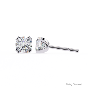 1,0 Ct corte redondo laboratorio cultivado diamante Stud pendiente oro blanco CVD diamante aniversario regalo para ella - Product Image 3