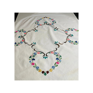 Customizable Floral Pattern Cotton <b>Table</b> Cloth 60x84 Inches Embroidered Design 200 GSM GOTS Certified Soft Wash OEM Ready - Product Image 5