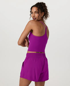 Best Quality Custom Women's Yoga Fitness Workout Set Breathable Tank <b>Top</b> & <b>Short</b> Elastic Waist Solid For Running - Product Image 2