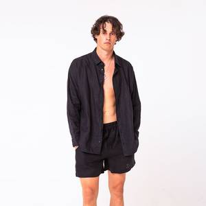 Ensemble en lin/coton doux (chemise et short) pour homme, motif imprimé |   Écologique, séchage rapide, respirant |   Fermeture à boutons sur le devant |   Été - Product Image 6