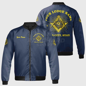 Chaqueta Masónica de Manga Larga para Hombre, Chaqueta Bomber Masónica de Lujo con Símbolo Bordado de Logia - Product Image 1