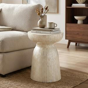 Table d'appoint en nacre, forme de sablier, incrustation de coquillages, mobilier de luxe, vente en gros pour hôtels, distribution durable - Product Image 4