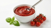 Purée de tomates concentrée HP Valia 34 Brix en sachet aseptique, qualité industrielle export, 32, consistance lisse, pH 4.2-4.5, 225 kg, 24