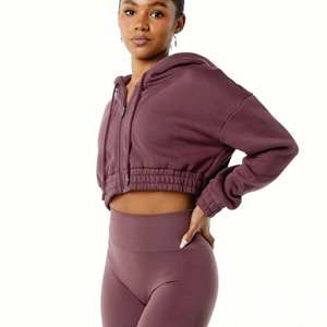 <b>Womens</b> Oversized Casual Hoodies <b>Fleece</b> Long Sleeve Sweatshirts Pullover <b>Tops</b> Comfy Athletic Cropped <b>Tops</b> - Product Image 3