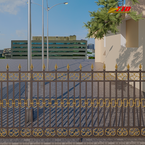 Paneles de esgrima de Casa hechos de hierro forjado con puerta exterior diseño clásico de valla de jardín para un paisaje moderno - Product Image 2