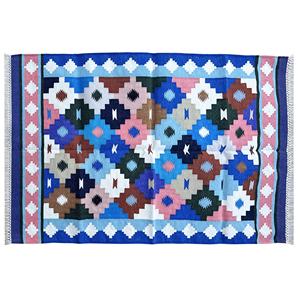 Tapis dhurrie en coton fait main avec tissage kilim traditionnel pour la décoration du sol du salon et de la chambre à coucher - Product Image 3