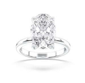 Bague de fiançailles solitaire en platine pour femme taille ovale 4.20 carats E-F/VVS-VS Moissanite - Product Image 4