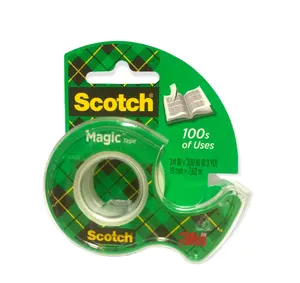 Scotch Magic Tape in Handheld Dispenser 3105 The preferred tape for offices, homes and schools 0.75" x 25 ft, Clear, 3/Pack